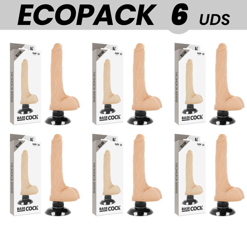 ECOPACK 6 UNIT - BASECOCK VIBRADOR REALÍSTICO 2-1 NATURAL 18.5 CM -O- 4 CM