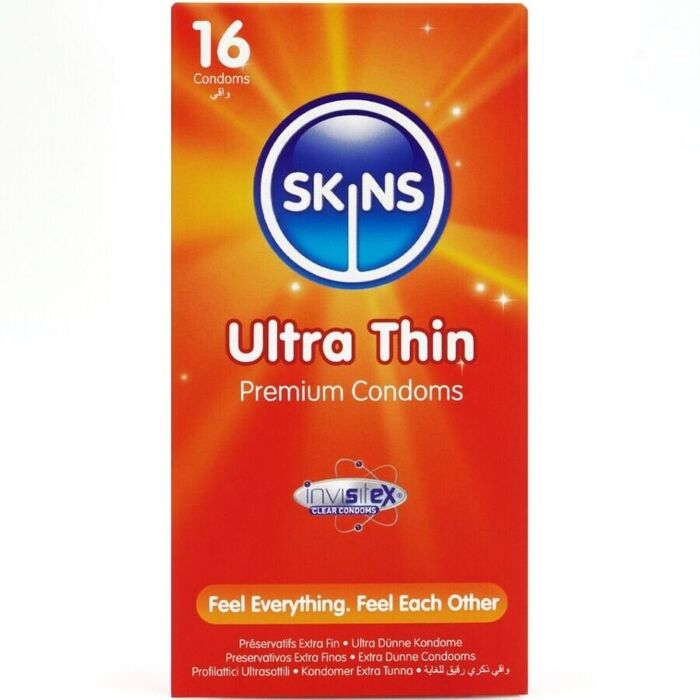 SKINS - PRESERVATIVOS ULTRA FINOS PREMIUM PACOTE COM 16