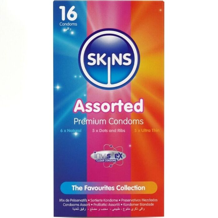 SKINS - PACOTE COM 16 PRESERVATIVOS PREMIUM VARIADOS