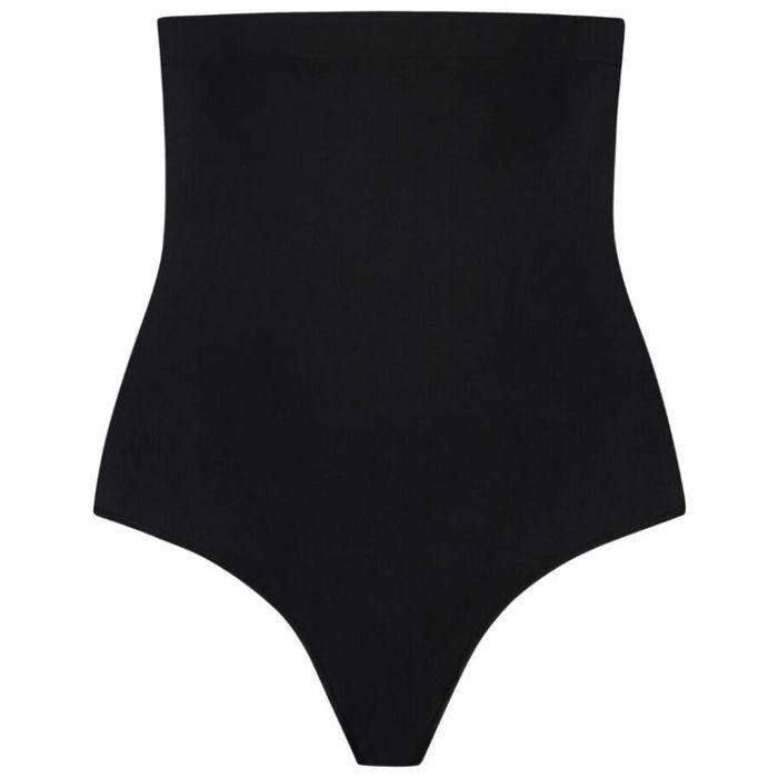 BYE-BRA - TANGA DE TALLE ALTO SIN COSTURAS NEGRO TALLA S