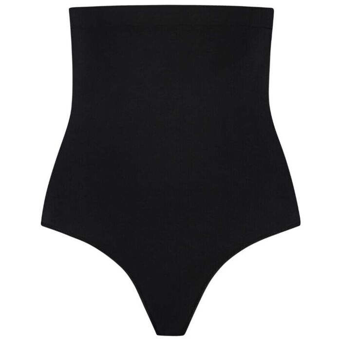 BYE-BRA - TANGA DE TALLE ALTO SIN COSTURAS NEGRO TALLA S