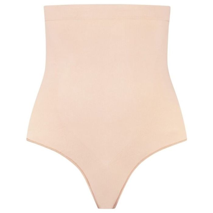 BYE-BRA - TANGA DE TALLE ALTO SIN COSTURAS BEIGE TALLA S