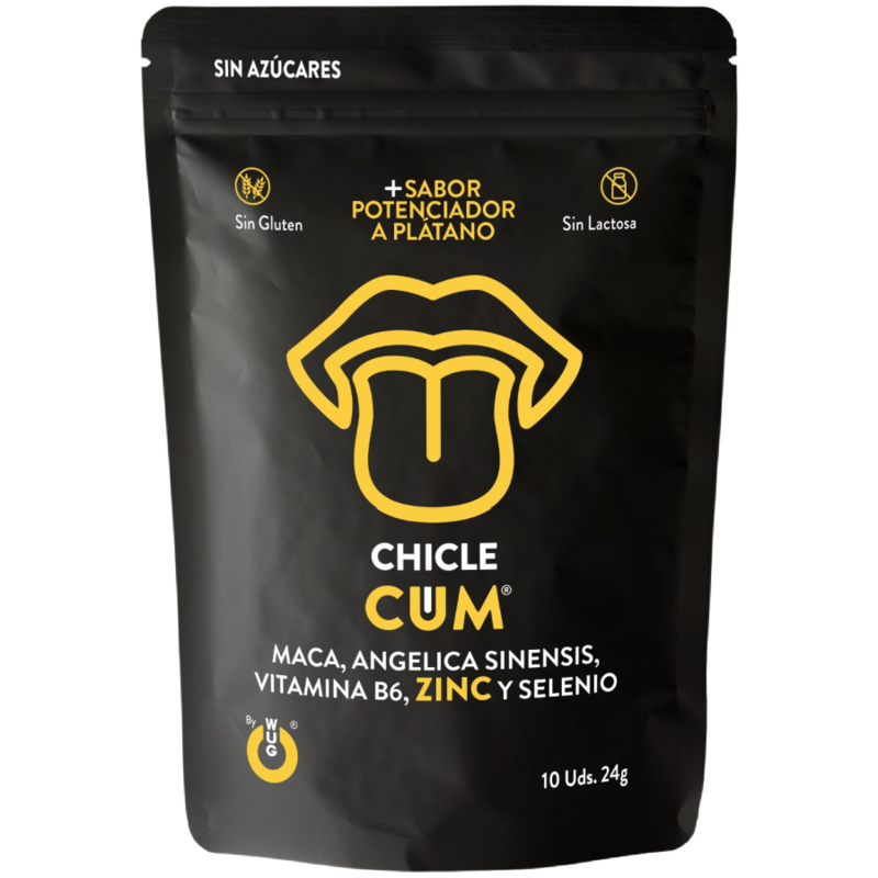 WUG CUM – Goma de mascar funcional com sabor de banana para aumentar a fertilidade, a vitalidade e a energia masculina.