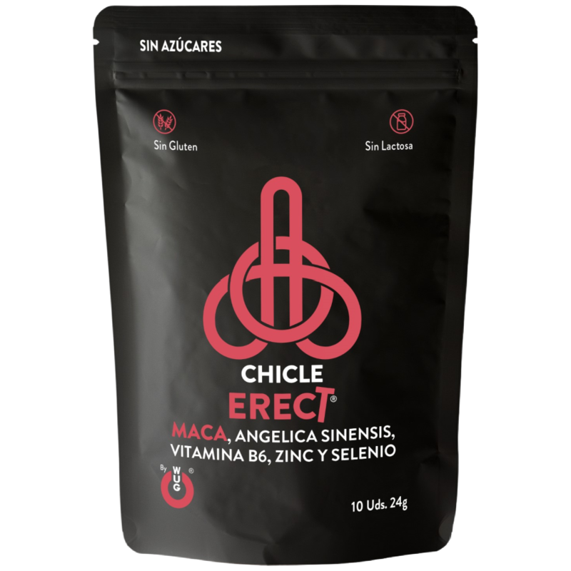 WUG ERECT – Goma de mascar funcional com Maca, Zinco e Vitaminas para aumentar a energia e o desempenho masculino.