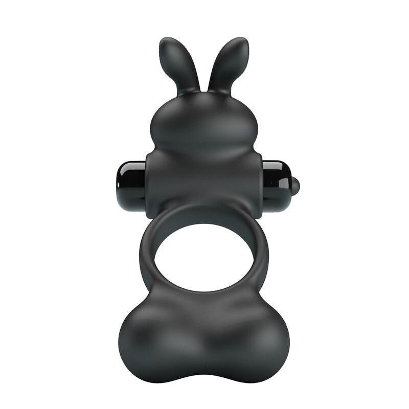 PRETTY LOVE - ANEL PENIANO VIBRATÓRIO COM ESTIMULADOR DE COELHINHO, 10 FUNÇÕES, PRETO