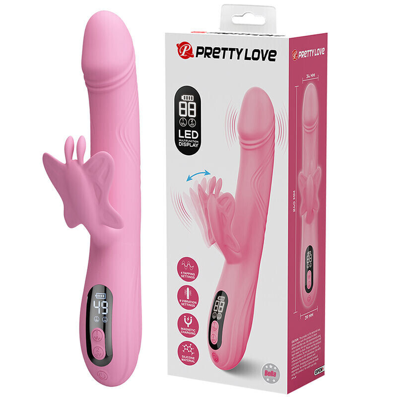 PRETTY LOVE - VIBRADOR BELLA RABBIT COM ESTIMULAÇÃO DE BORBOLETA E LED ROSA