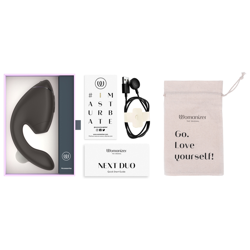 WOMANIZER - DUO NEXT ESTIMULADOR DUPLO DE CLITOR E PONTO G PRETO
