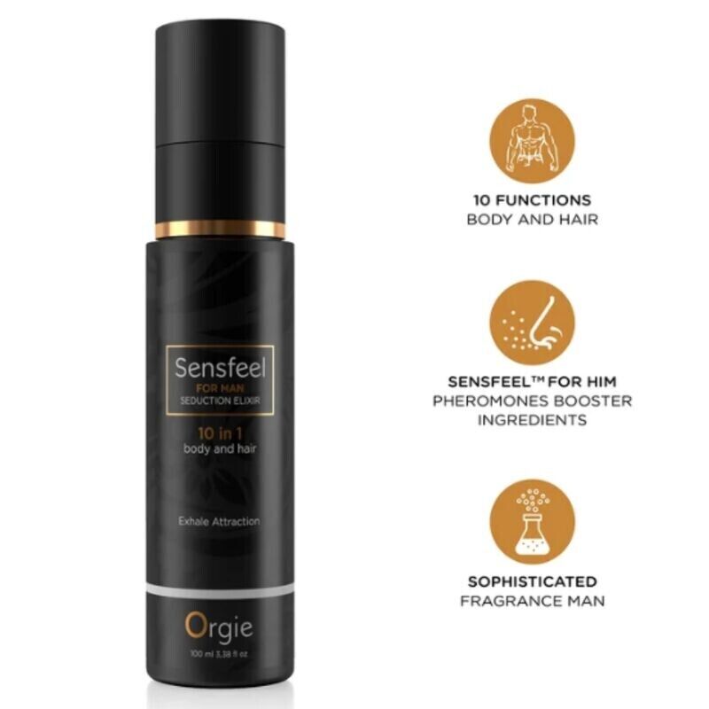 ORGIE - SENSFEEL PARA HOMENS ELIXIR DE SEDUÇÃO 10 EM 1 PARA CORPO E CABELO 100 ML