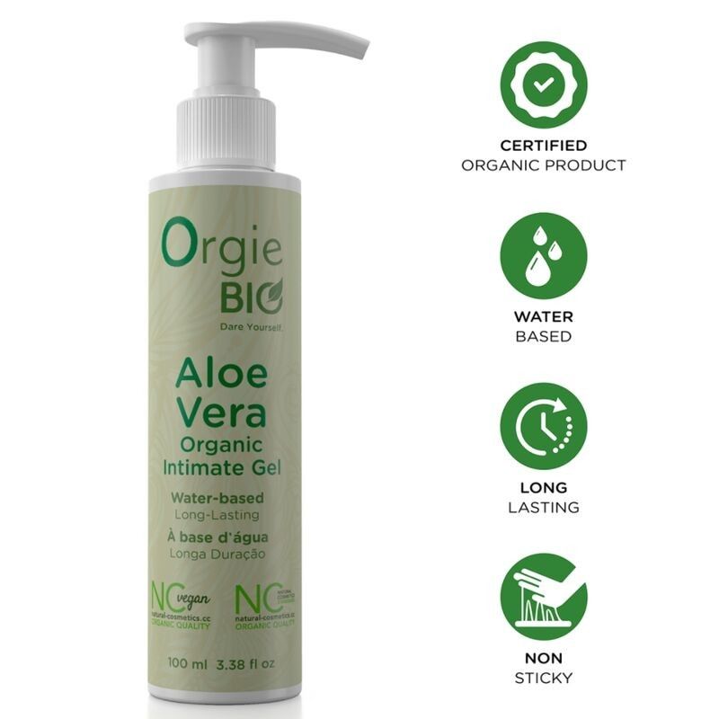 ORGIE - GEL ÍNTIMO À BASE DE ÁGUA ORGÂNICO COM ALOE VERA BIO 100 ML