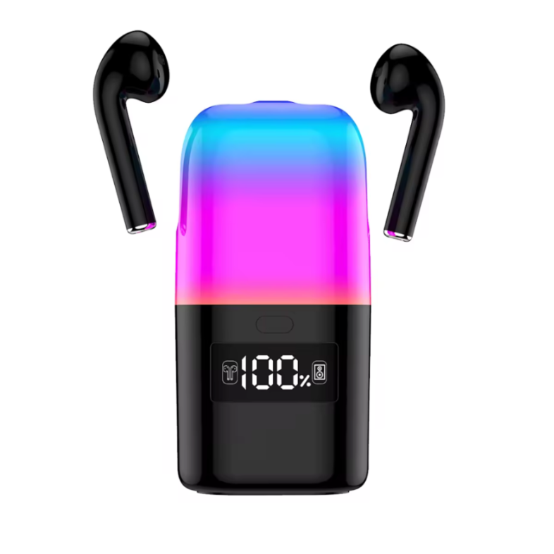 Auriculares com Luz Led e Display Digital e Coluna Preto