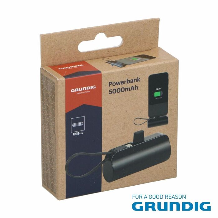 Powerbank 5000mAh USB-C Preto GRUNDIG