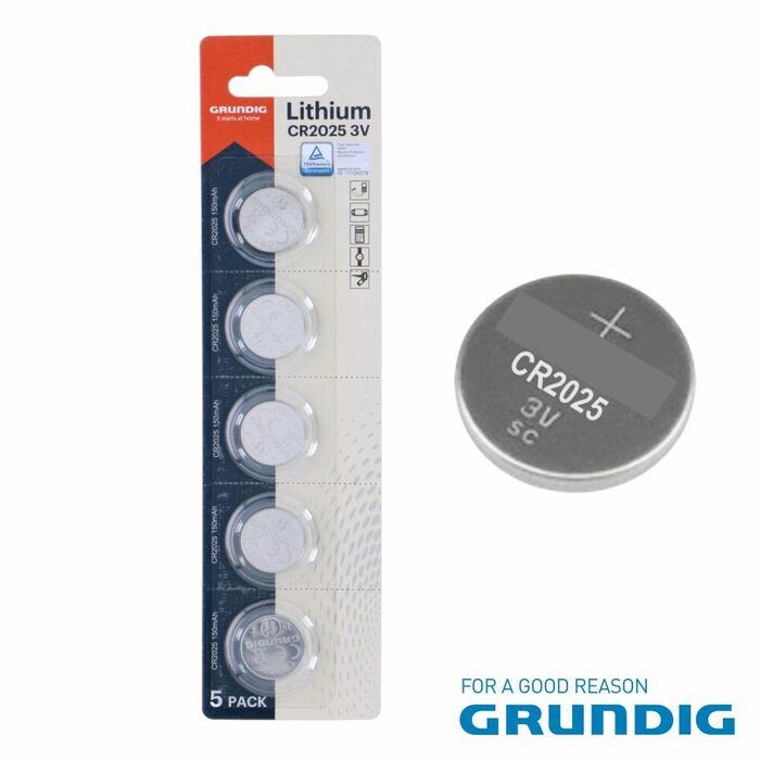 Pilha Lítio Botão CR2032 3V 200mAh 5x Blister GRUNDIG