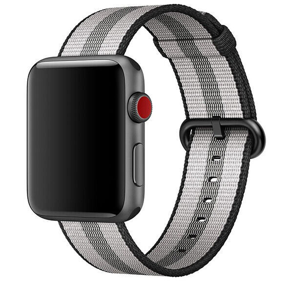 Bracelete de Nylon C/ Velcro Apple Watch 38/40/41mm Preto e Cinza