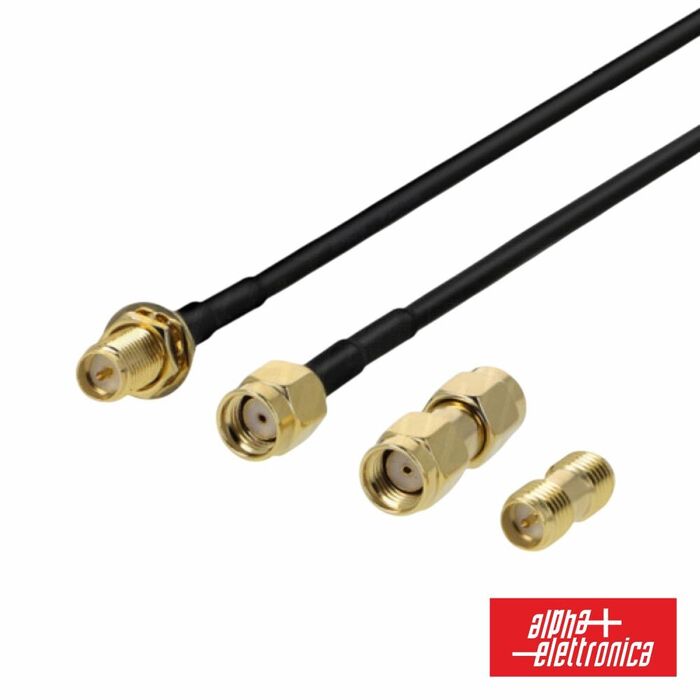 Cabo RP-SMA Macho/Fêmea c/ 2 adaptadores 5m ALPHA