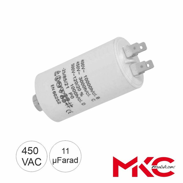 Condensador Arranque 11uF 450V C/ Terminais Faston
