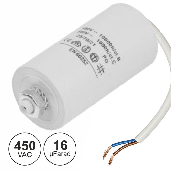 Condensador Arranque 16uf 450V + Terra C/ Fios