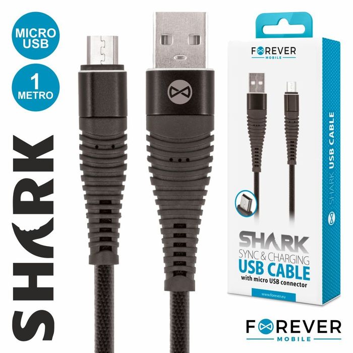 CABO USB-A 2.0 MACHO / MICRO USB-B MACHO SHARK 1M FOREVER