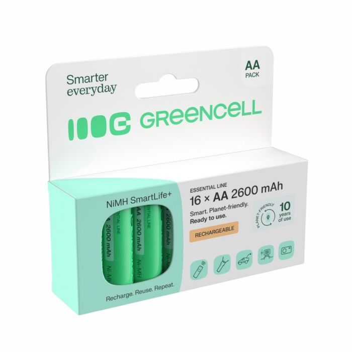 Pilha Recarregável AA 1.2V 2600mAh 16x Blister GREEN CELL