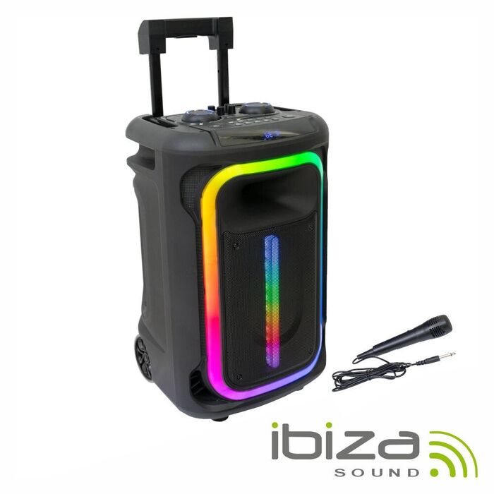 Coluna Bluetooth Portátil 500W USB/BT/SD/AUX TWS LED IBIZA