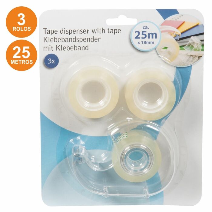 DISPENSADOR DE FITA-COLA C/ 3 ROLOS 25M