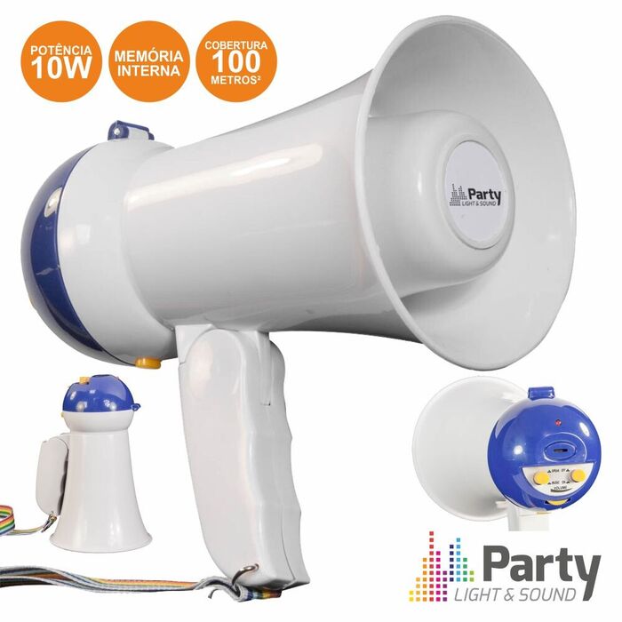 MEGAFONE 10W C/GRAVAÇÃO DE VOZ MEMÓRIA INTERNA PARTY