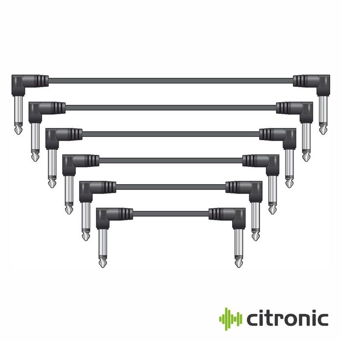 Conjunto 6x Cabos Patch Jack Macho/Macho 6.3mm Mono 0.15m
