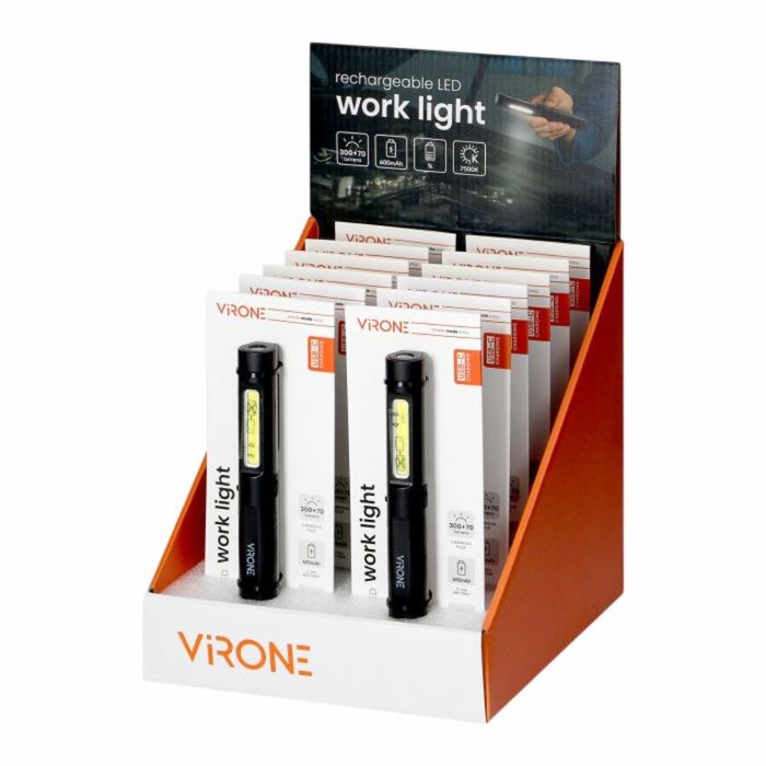 Expositor 12x Lanternas Trabalho LED COB 5+3W 300lm VIRONE