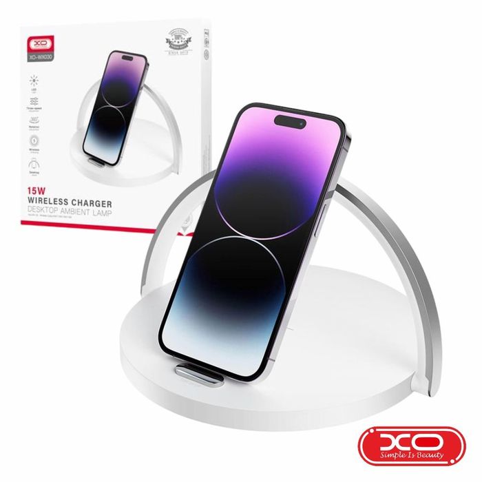 Carregador Por Indução 15W C/ Luz Presença e Suporte XO