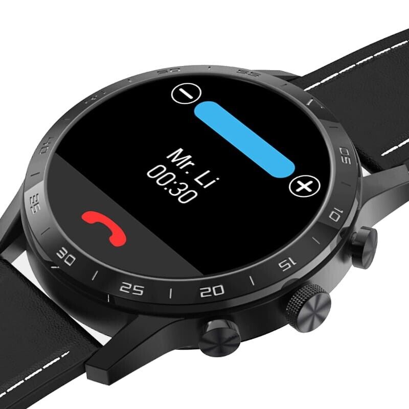Smartwatch IWO KK70 Pulseira de Couro Preto