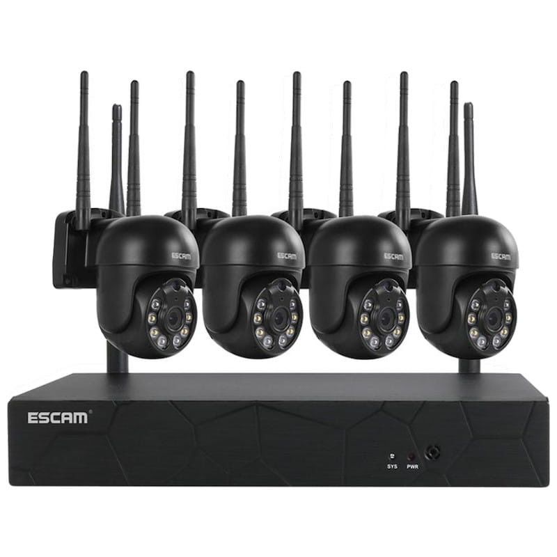 Kit de Vigilância por Ví­deo IP Escam WNK614 Wifi 3MP 4 Câmeras