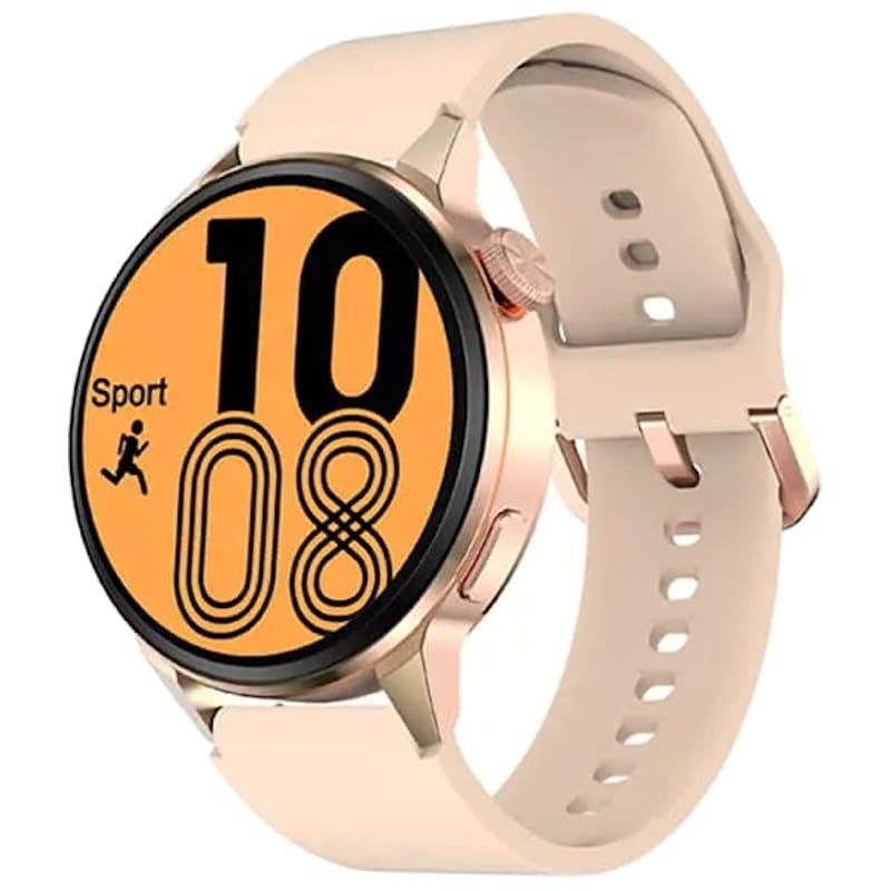 Smartwatch DT NO.1 DT4 Plus Dourado Rosa com Pulseira Silicone Rosa