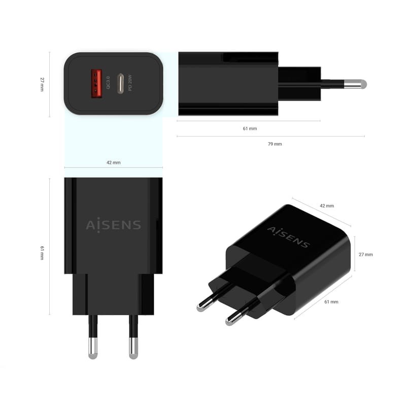 Aisens A110-0682 20W Preto - Carregador de parede 2