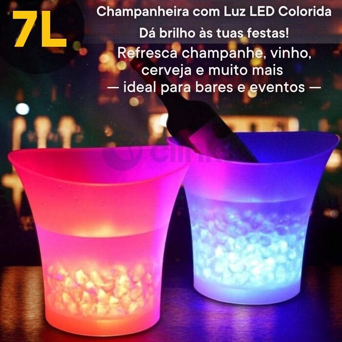 Balde de gelo LED para garrafas com Coluna Bluetooth