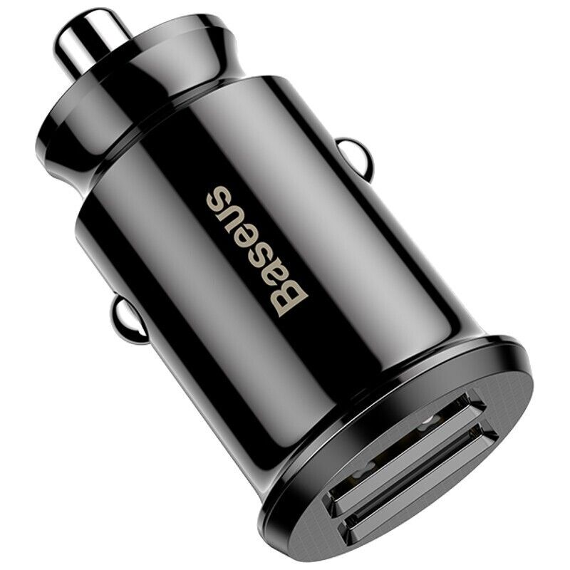 Baseus Carregador de Carro Duplo USB 3.1A Small Rice Grain Preto
