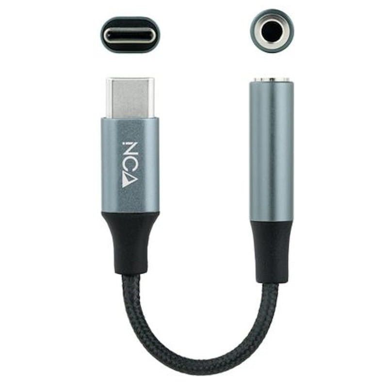 Cabo Adaptador de Áudio Nanocable USB-C para Jack 3.5 Preto/Cinza 11cm