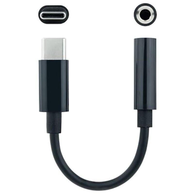 Cabo Adaptador de Áudio Nanocable USB-C para Jack 3,5 Preto 11cm