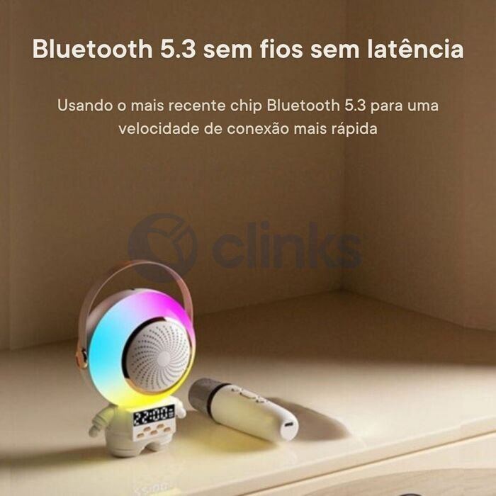 Coluna Astronauta RGB Com 2 Microfones