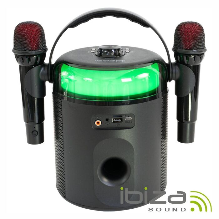 Coluna Portátil C/ 2x Micro S/ Fios 120W BT/AUX/USB/SD/COAX