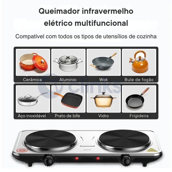 Fogão Elétrico 2 Bocas 2000w