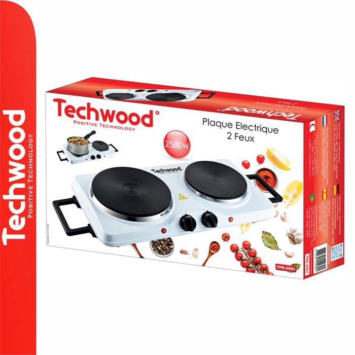 Fogão Elétrico 2 Placas 2500W Branco TECHWOOD