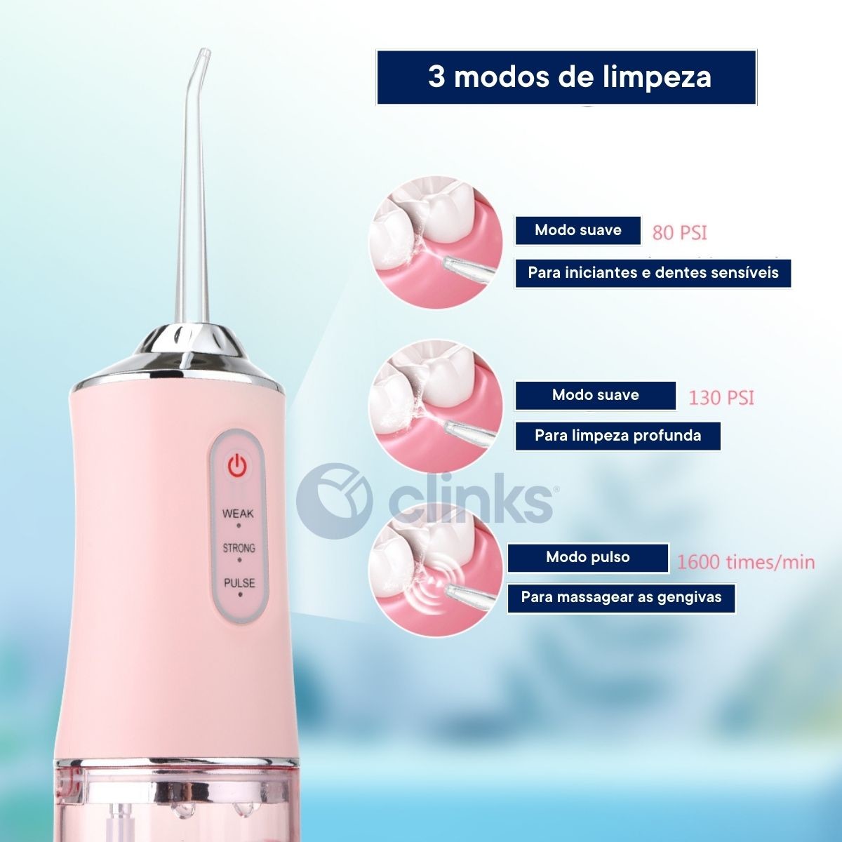Irrigador Oral Elétrico Recarregável Rosa 4