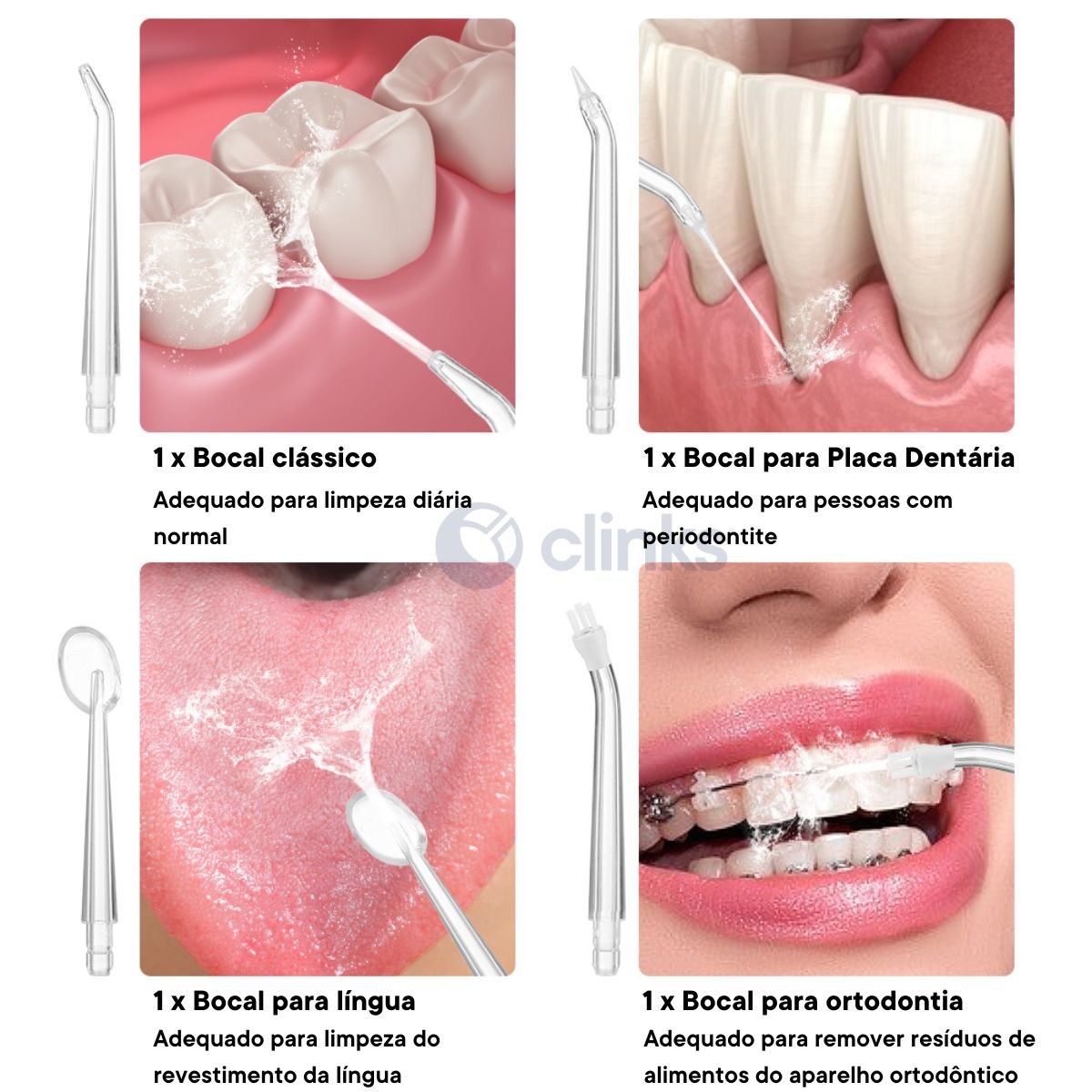 Irrigador Oral Elétrico Recarregável Rosa 6