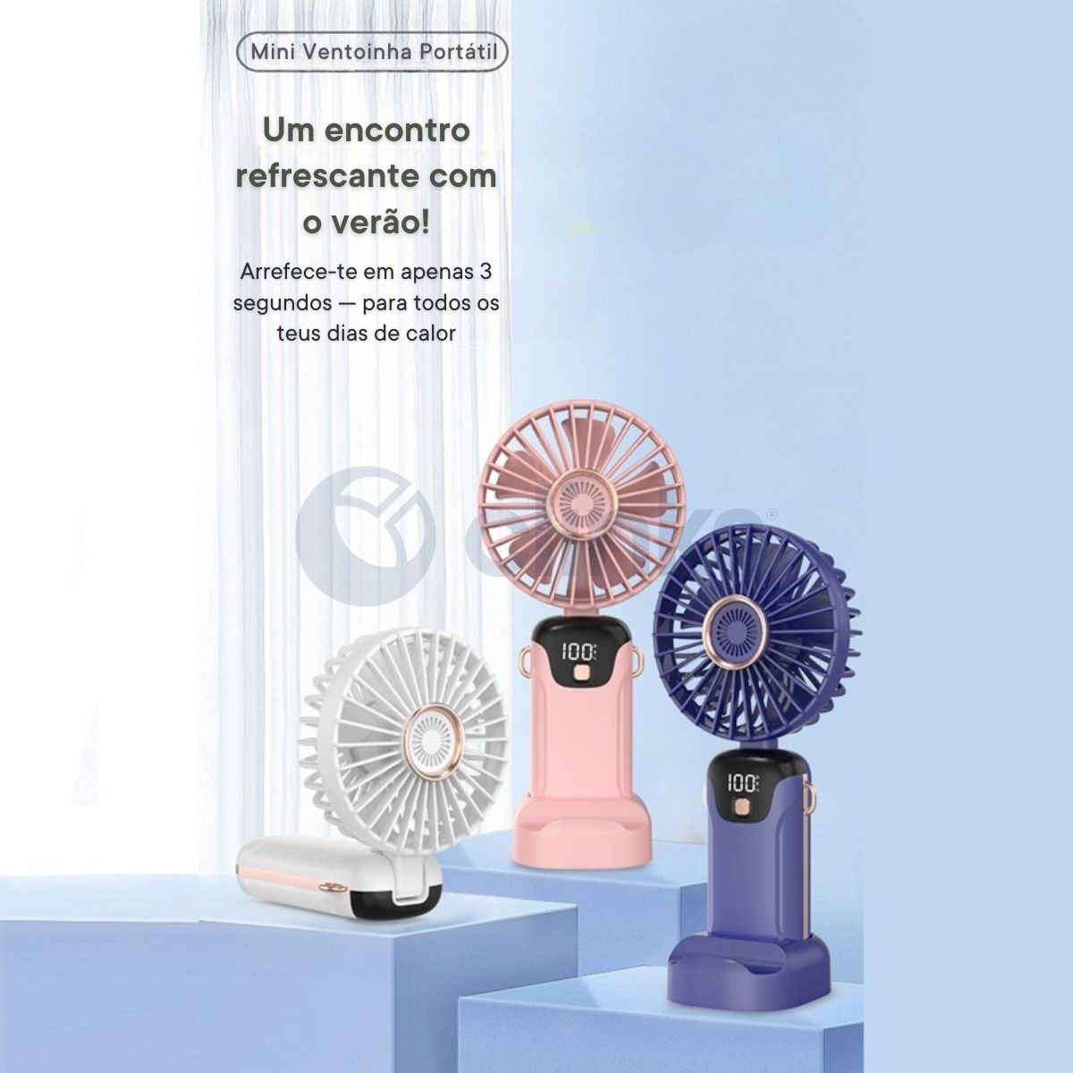 Miniventilador portátil com display digital LED 4