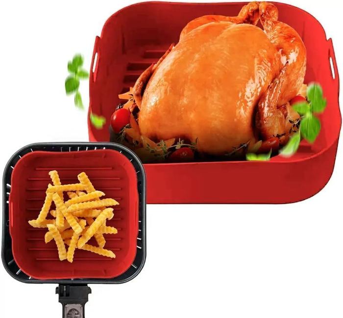 Pack 3 - Forma de Silicone Quadrada Reutilizável para AirFryer