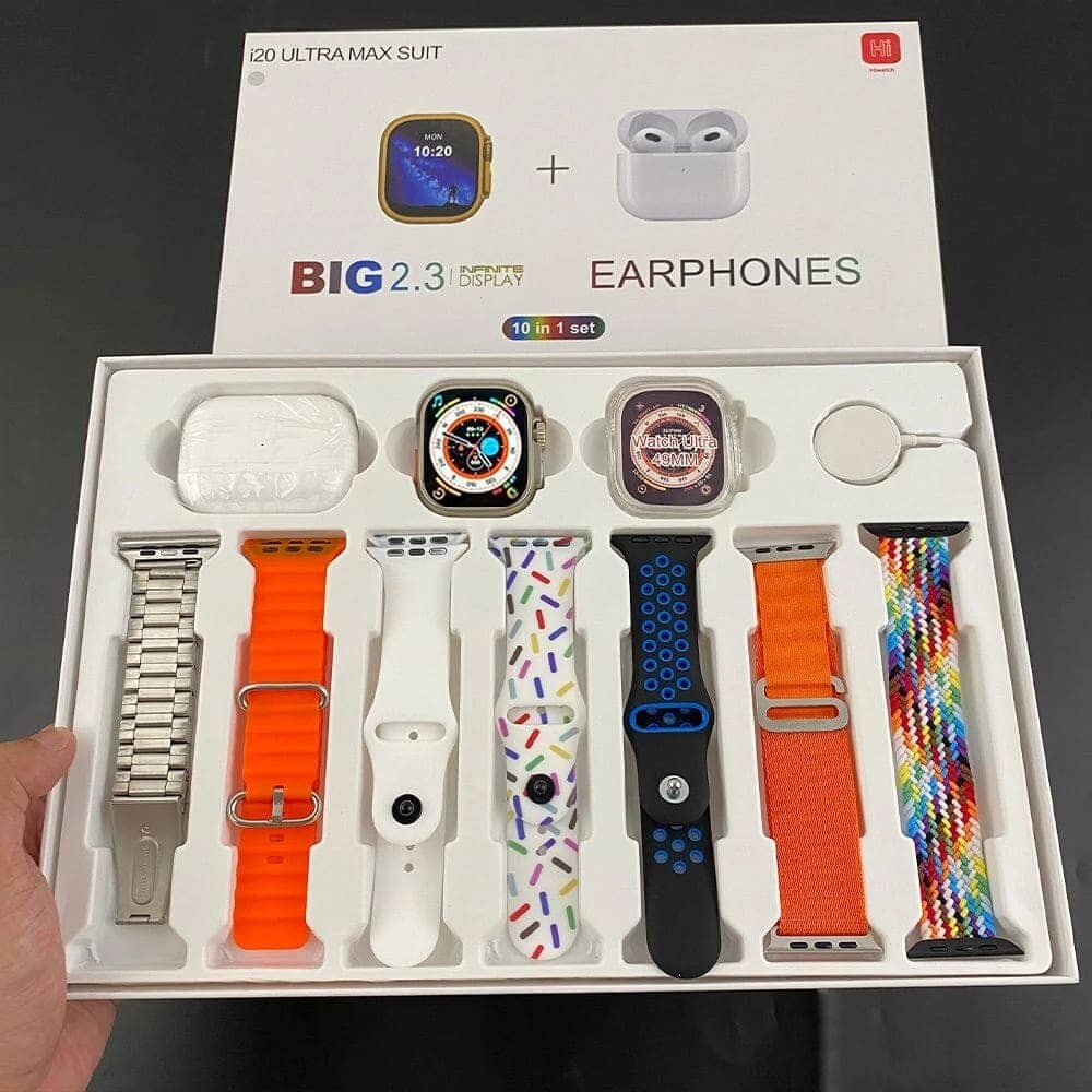 Pack Smartwatch Ultra Max 10 em 1 + Auriculares Preto 3
