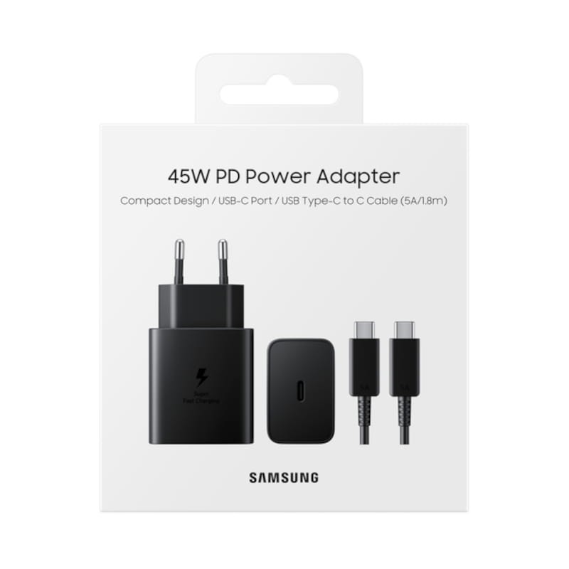 Samsung EP-T4510XBEGEU 45W USB Type-C Cabo USB Type-C Preto - Carregador de parede 4