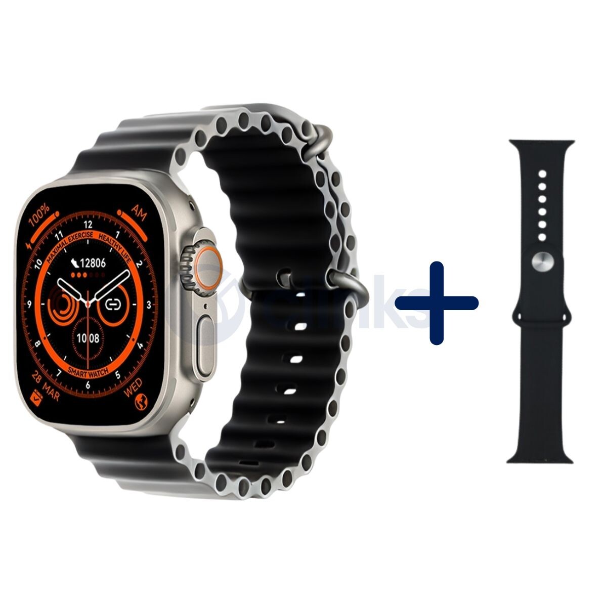 Smartwatch K950 com 2 Braceletes Preto 0