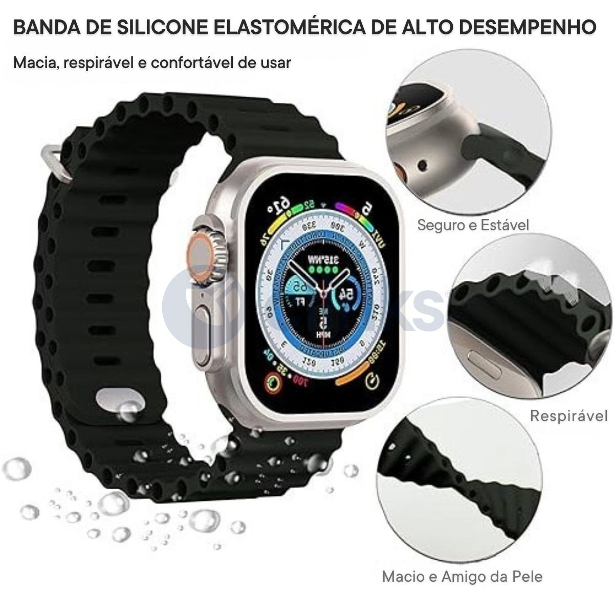 Smartwatch K950 com 2 Braceletes Laranja 1