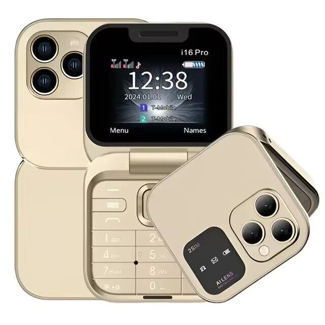 Telemóvel Dobrável Dual Sim Dourado