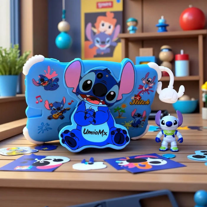 Tablet Infantil Stitch com jogos e camera Azul